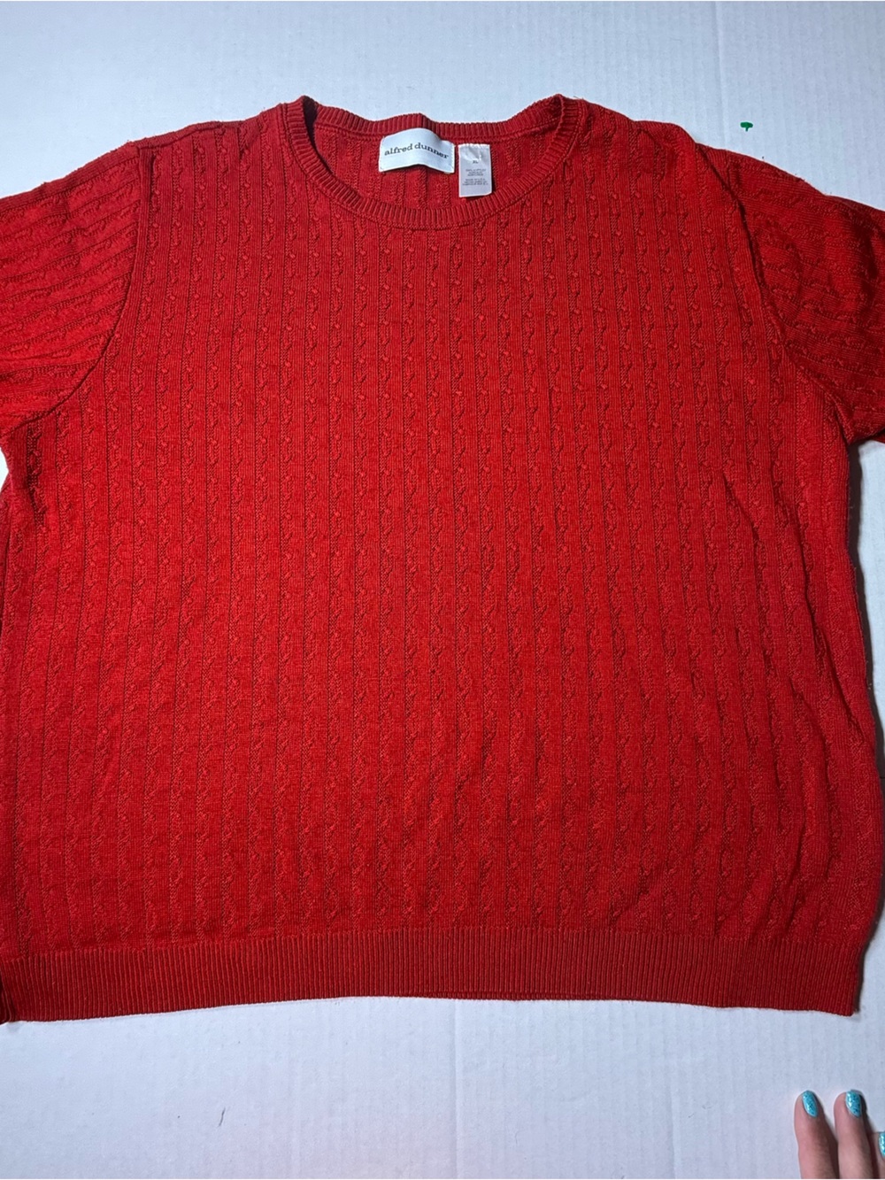 Alfred Dunner Bright Red Cable-Knit Crewneck Sweater